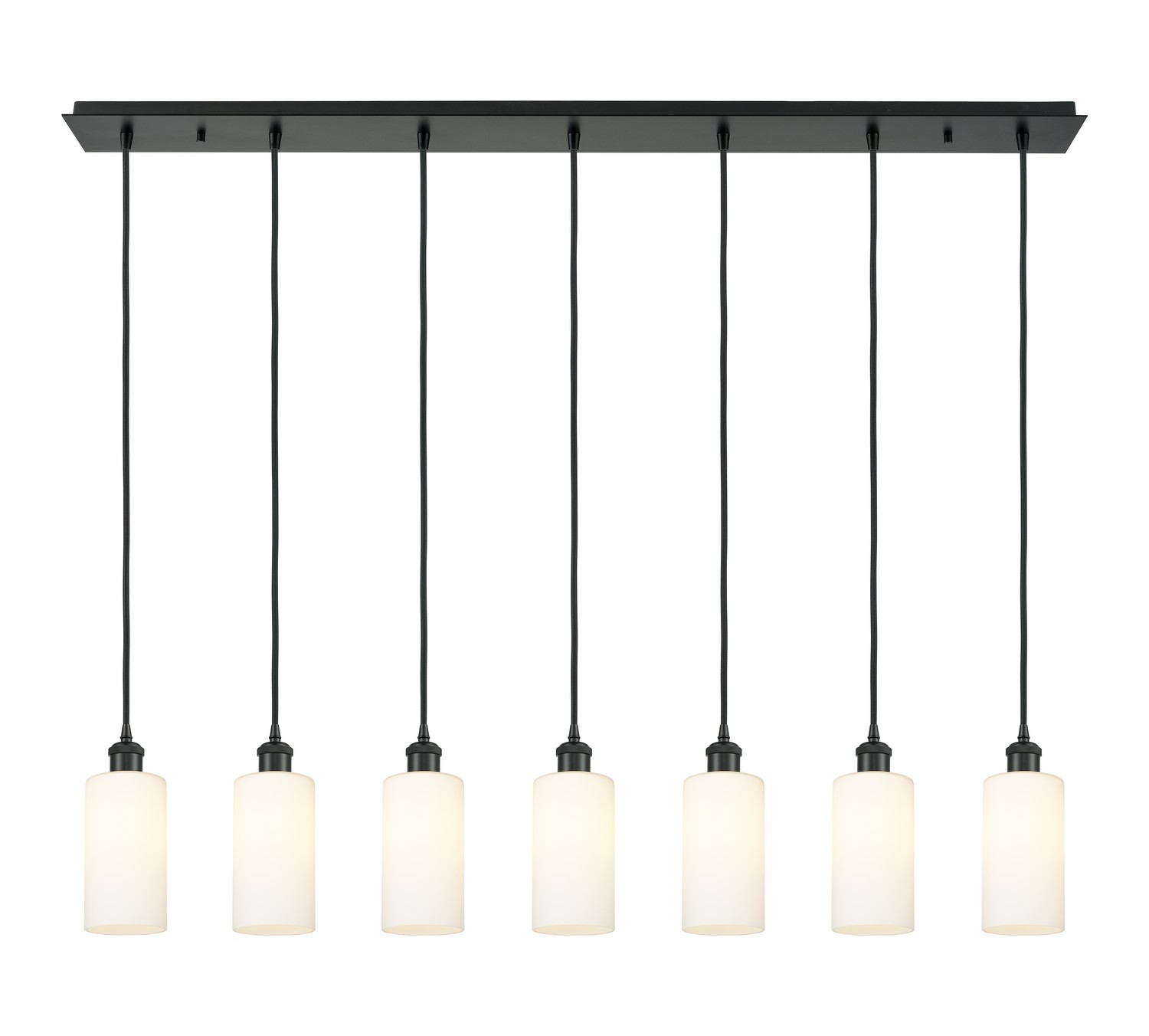 Seven Light Linear Pendant by Innovations - Downtown Urban Collection, Matte Black Finish - 127B-7P-BK-G434-7WH