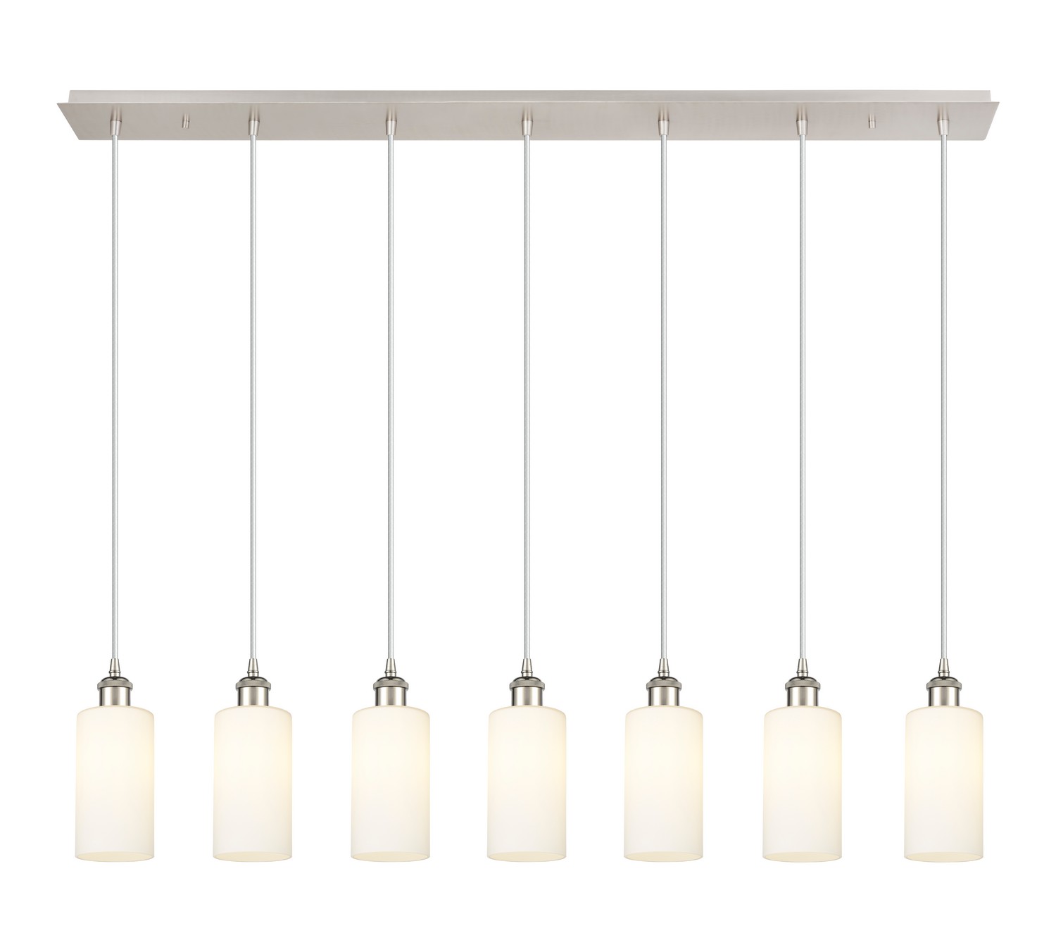 Seven Light Linear Pendant by Innovations - Downtown Urban Collection, Polished Nickel Finish - 127B-7P-PN-G434-7WH