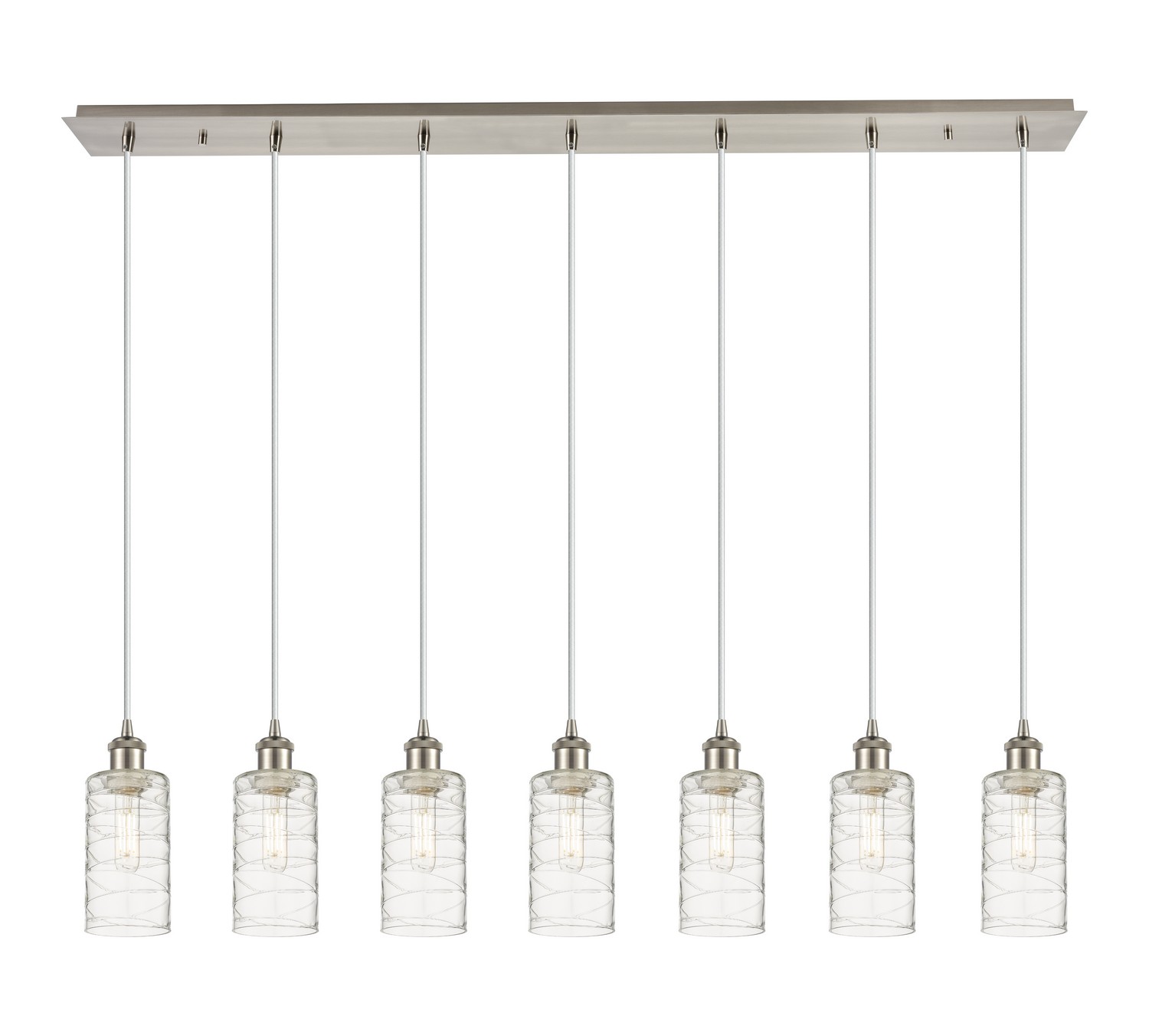 Seven Light Linear Pendant by Innovations - Downtown Urban Collection, Brushed Satin Nickel Finish - 127B-7P-SN-G434-7DE