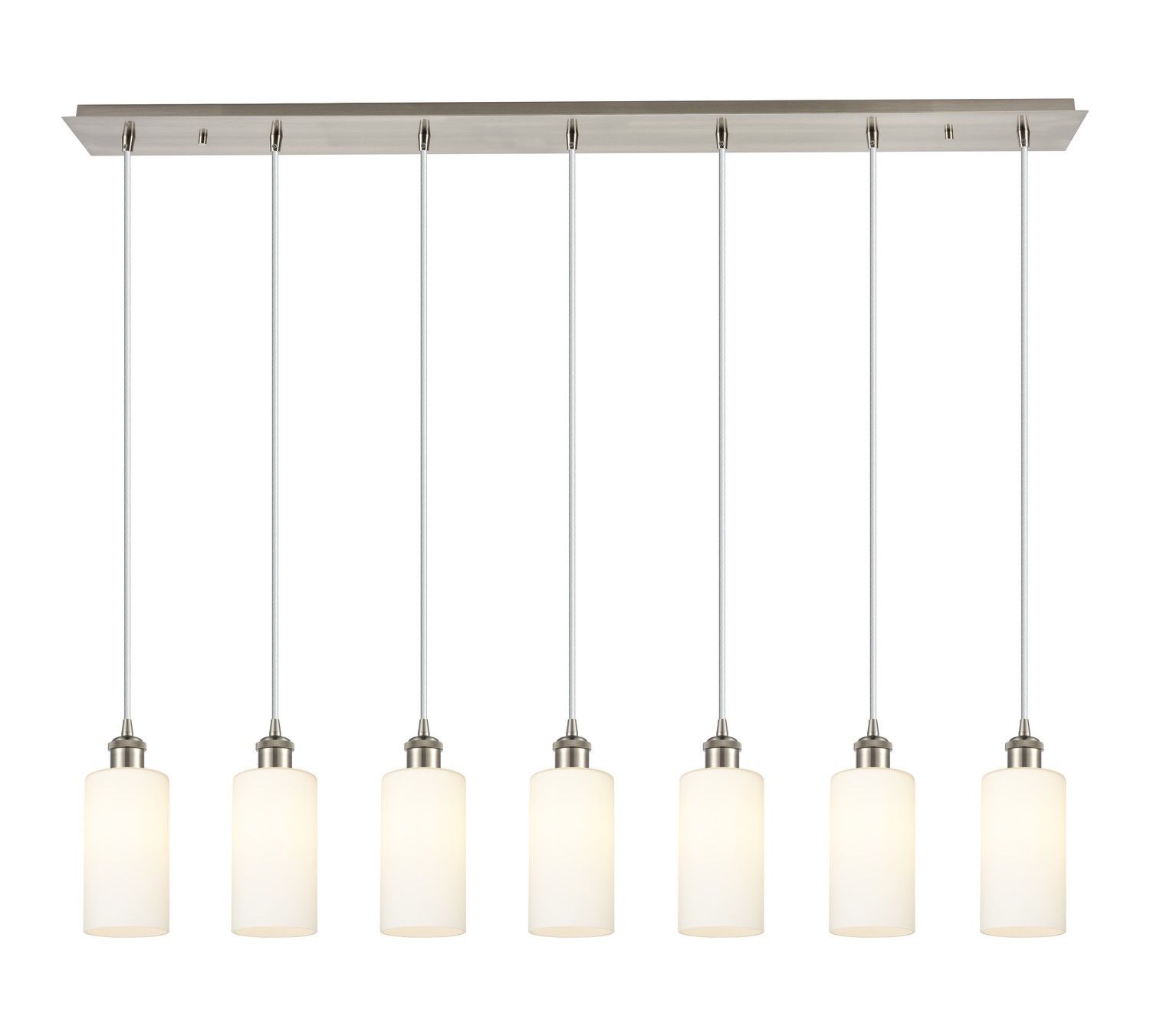 Seven Light Linear Pendant by Innovations - Downtown Urban Collection, Brushed Satin Nickel Finish - 127B-7P-SN-G434-7WH