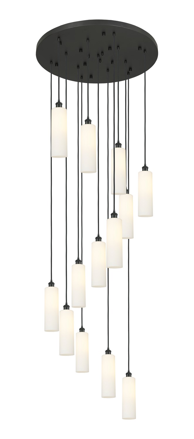 13 Light Pendant by Innovations - Downtown Urban Collection, Matte Black Finish - 132BK-B-13P-BK-G434-12WH