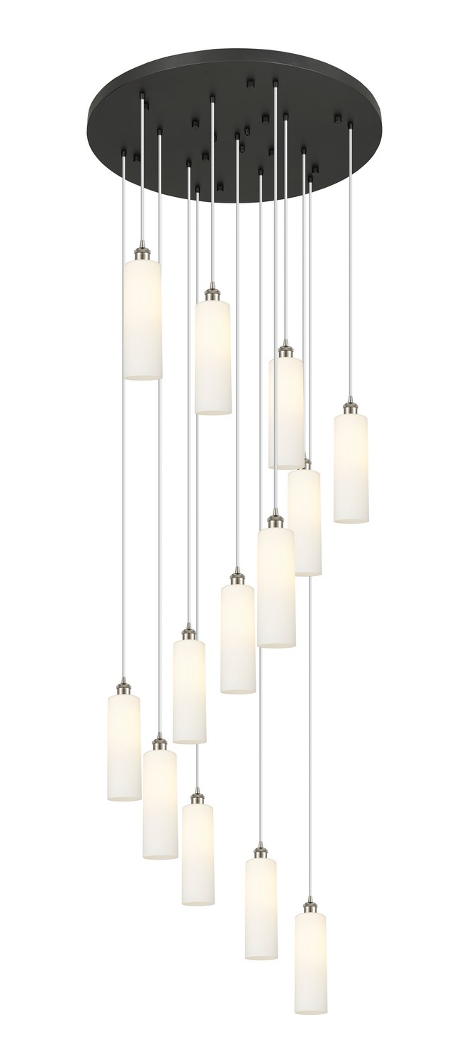 13 Light Pendant by Innovations - Downtown Urban Collection, Brushed Satin Nickel Finish - 132BK-B-13P-SN-G434-12WH