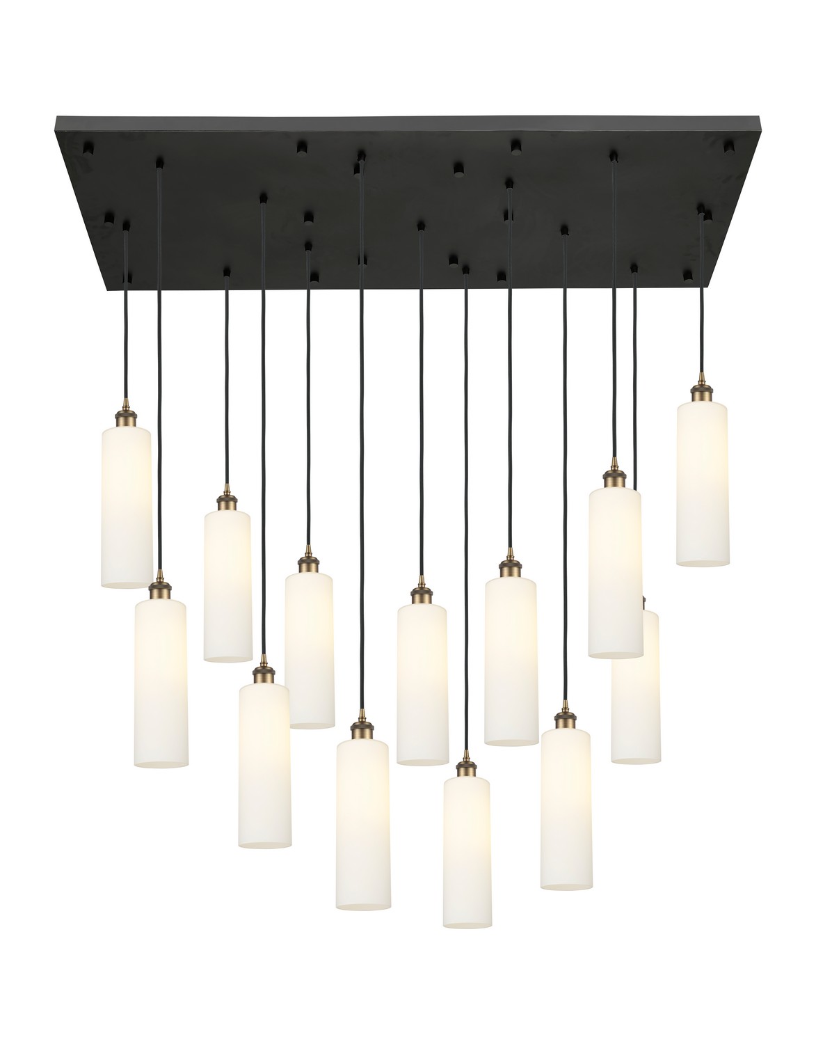 13 Light Pendant by Innovations - Downtown Urban Collection, Brushed Brass Finish - 154BK-B-13P-BB-G434-12WH