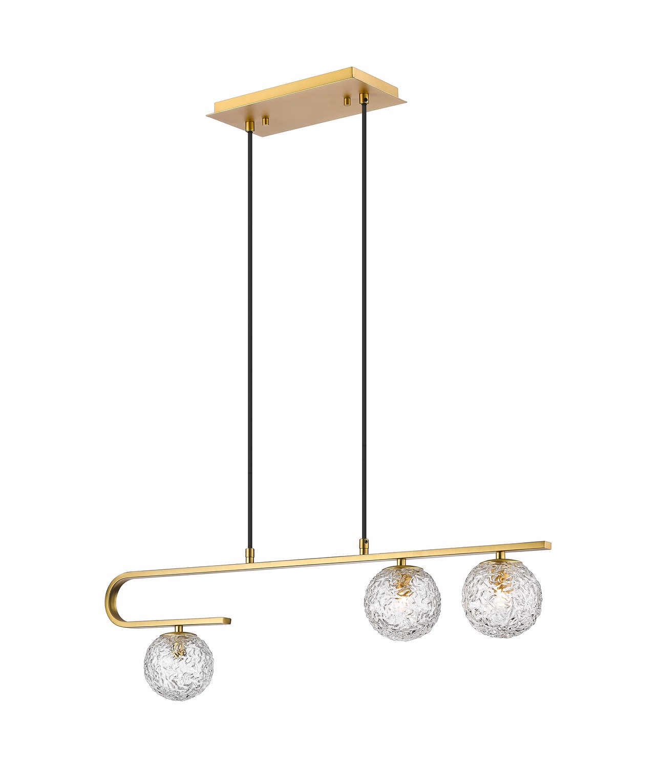 Three Light Island Pendant by Innovations - Downtown Urban Collection, Brushed Brass Finish - 320-3I-BB-G320-5CL-BB