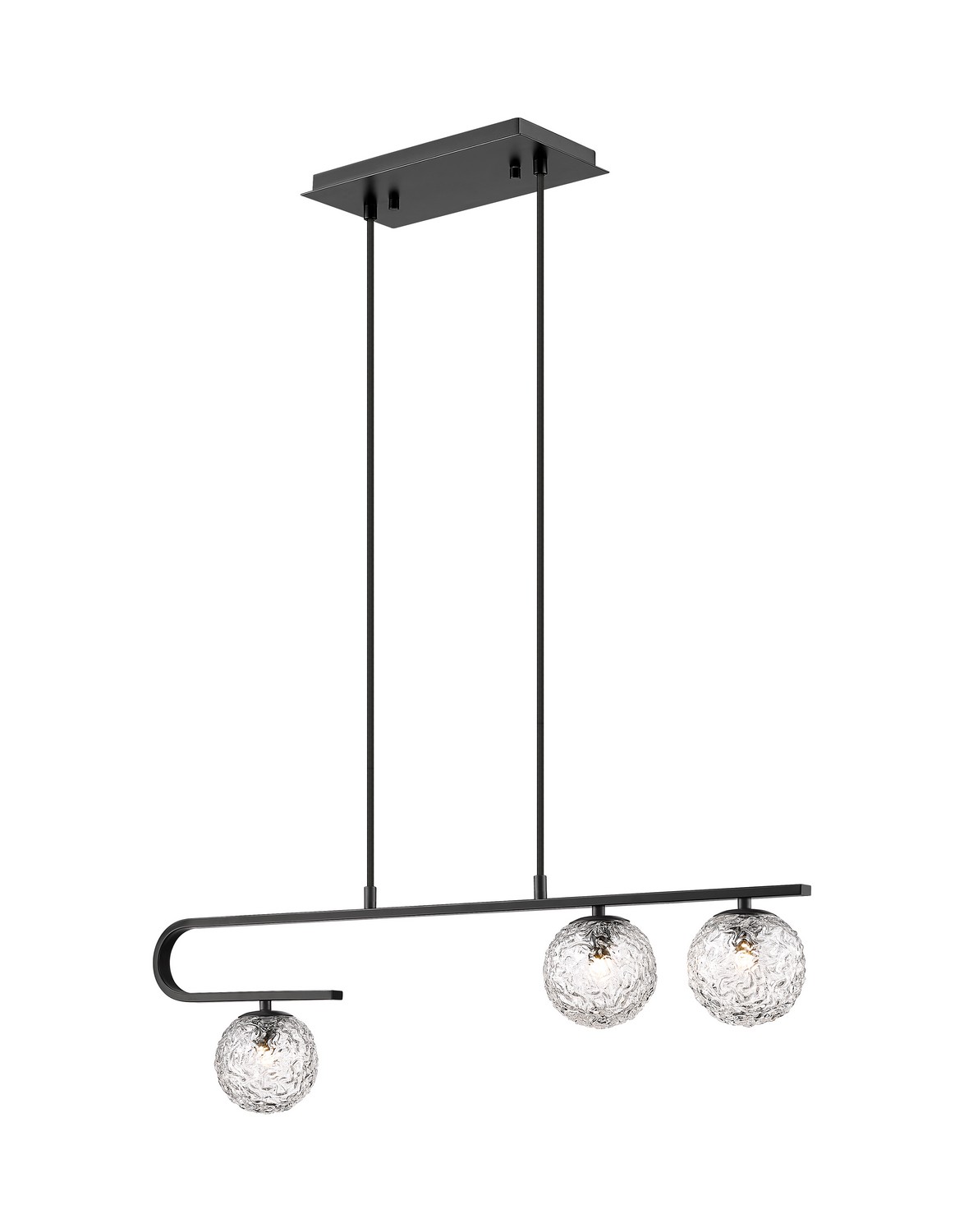 Three Light Island Pendant by Innovations - Downtown Urban Collection, Matte Black Finish - 320-3I-BK-G320-5CL-BK