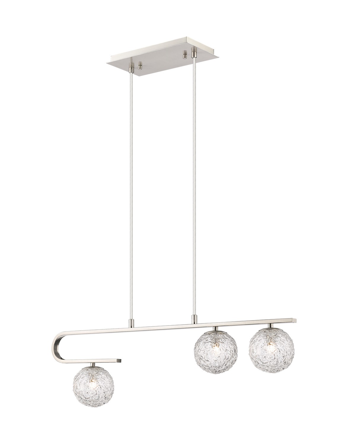 Three Light Island Pendant by Innovations - Downtown Urban Collection, Brushed Satin Nickel Finish - 320-3I-SN-G320-5CL-SN