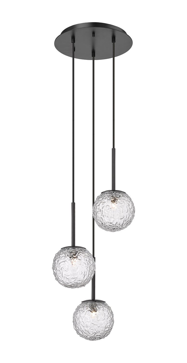 Three Light Pendant by Innovations - Downtown Urban Collection, Matte Black Finish - 320-3P-BK-G320-6CL-BK