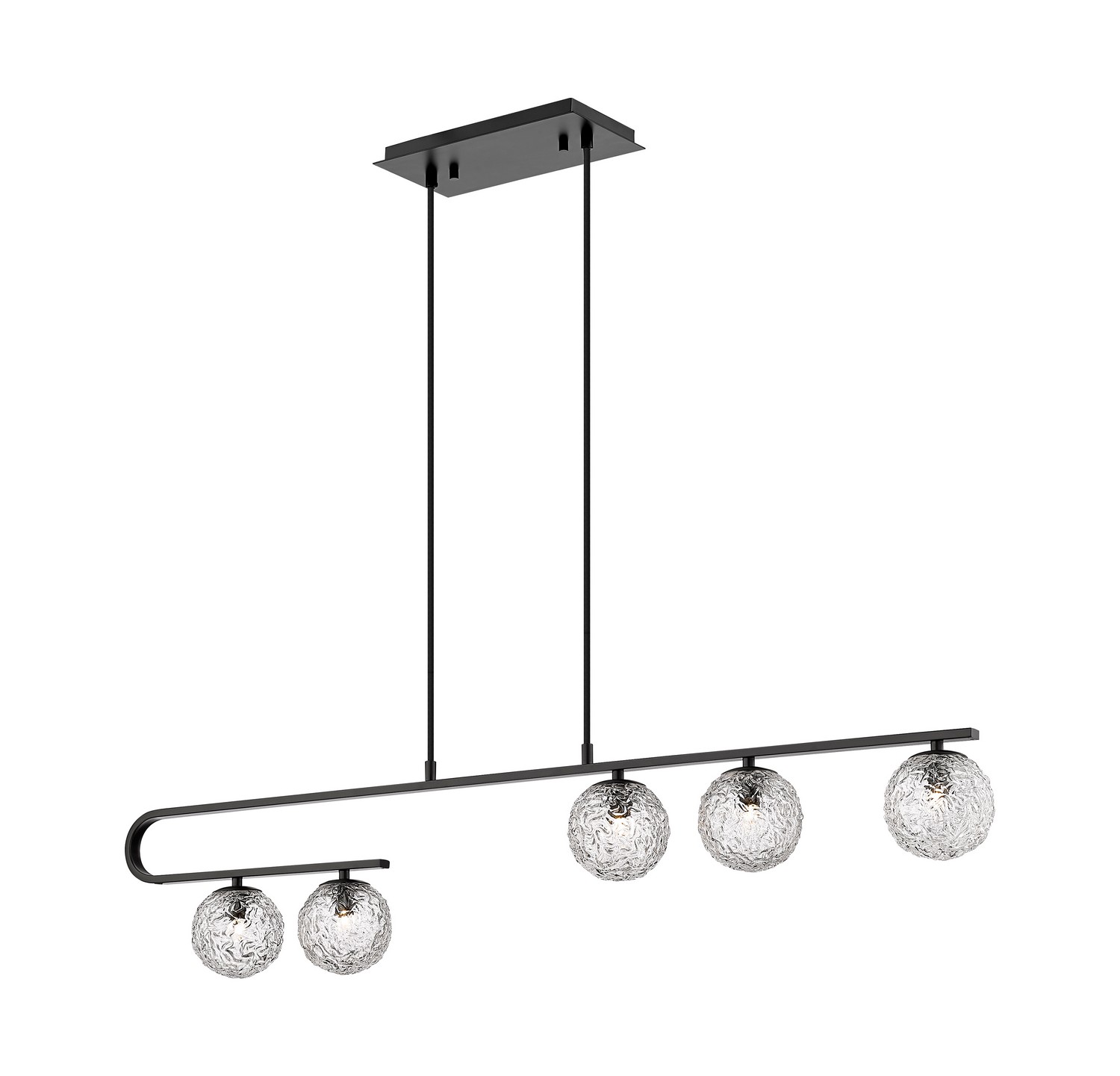 Five Light Island Pendant by Innovations - Downtown Urban Collection, Matte Black Finish - 320-5I-BK-G320-5CL-BK