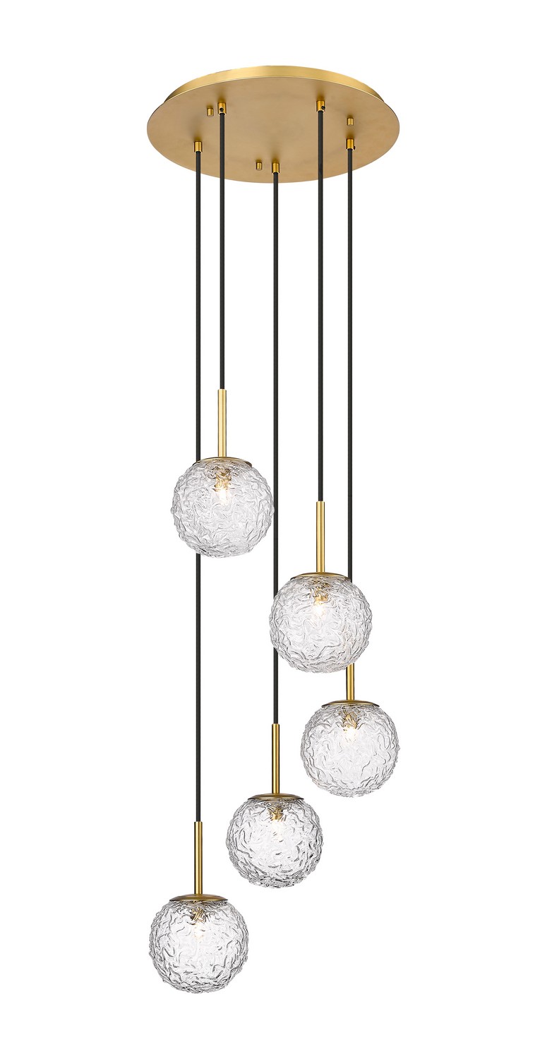 Five Light Pendant by Innovations - Downtown Urban Collection, Brushed Brass Finish - 320-5P-BB-G320-6CL-BB