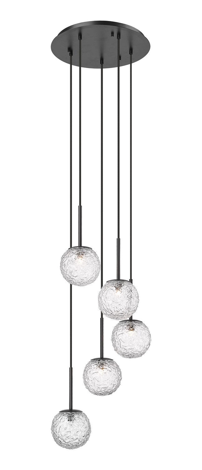 Five Light Pendant by Innovations - Downtown Urban Collection, Matte Black Finish - 320-5P-BK-G320-6CL-BK
