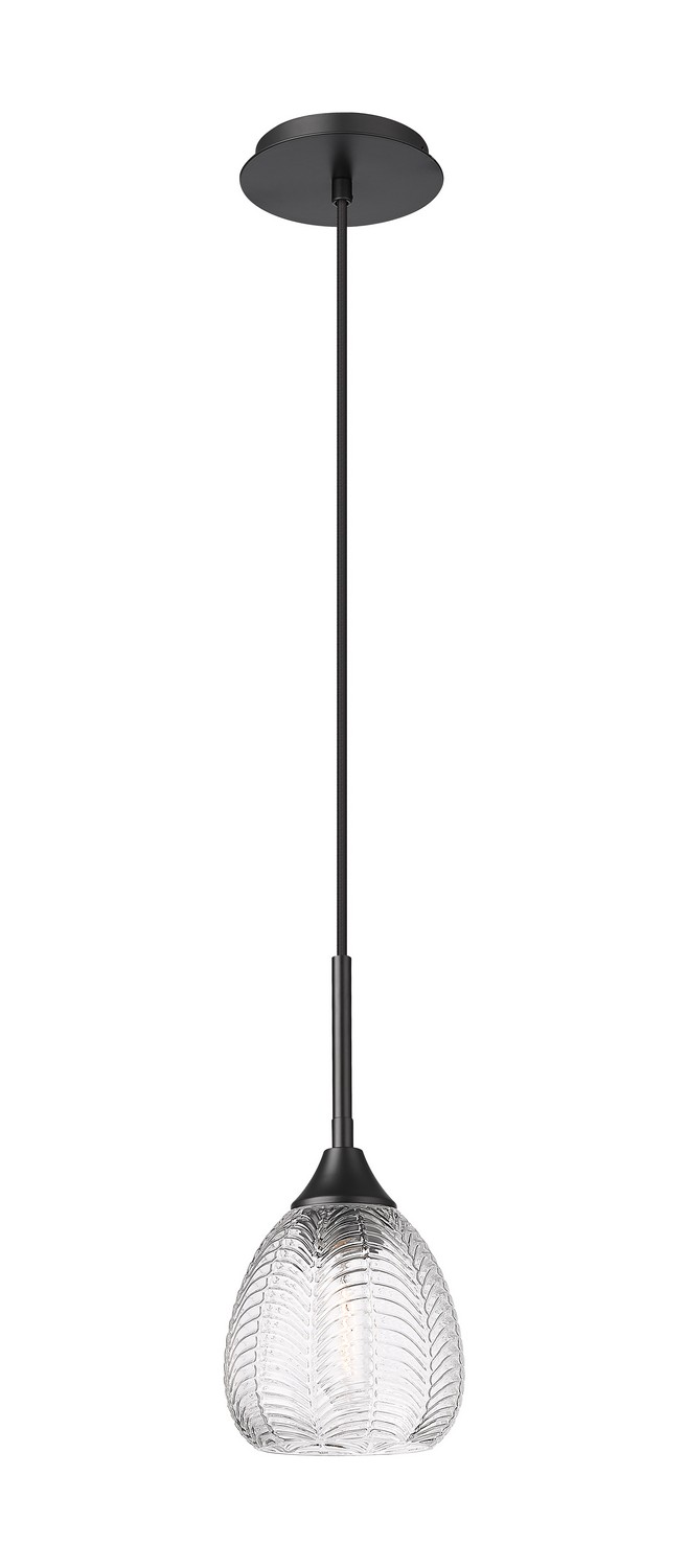 One Light Pendant by Innovations - Downtown Urban Collection, Matte Black Finish - 323-1P-BK-G323-6CL