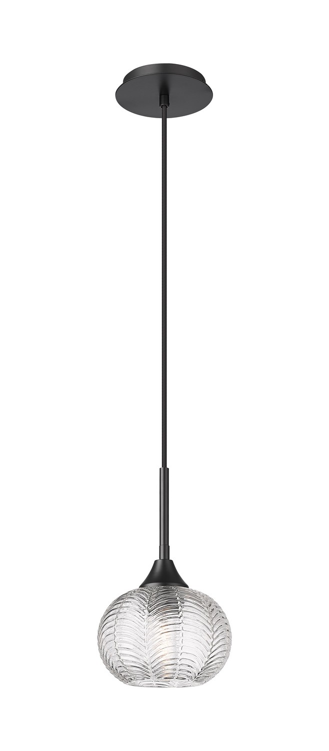 One Light Pendant by Innovations - Downtown Urban Collection, Matte Black Finish - 323-1P-BK-G323-7CL