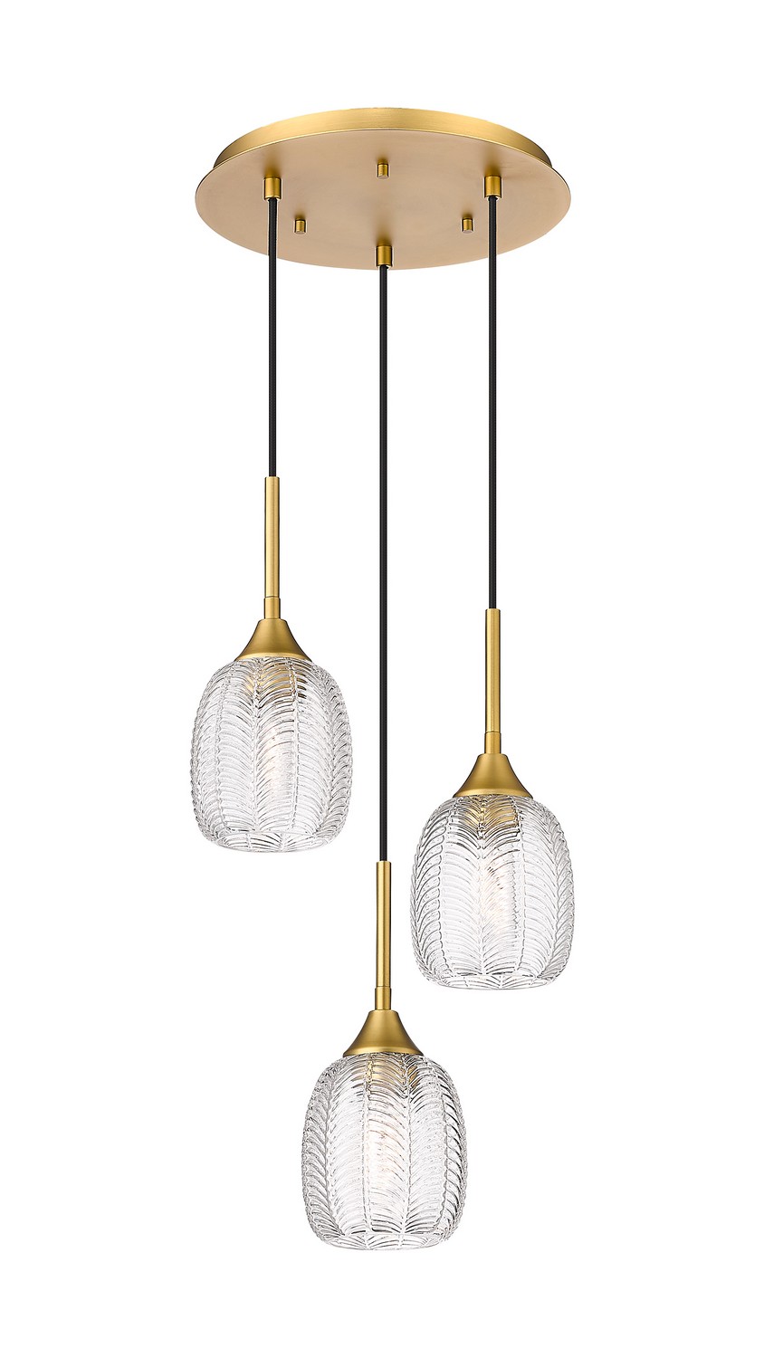 Three Light Pendant by Innovations - Downtown Urban Collection, Brushed Brass Finish - 323-3P-BB-G323-5CL
