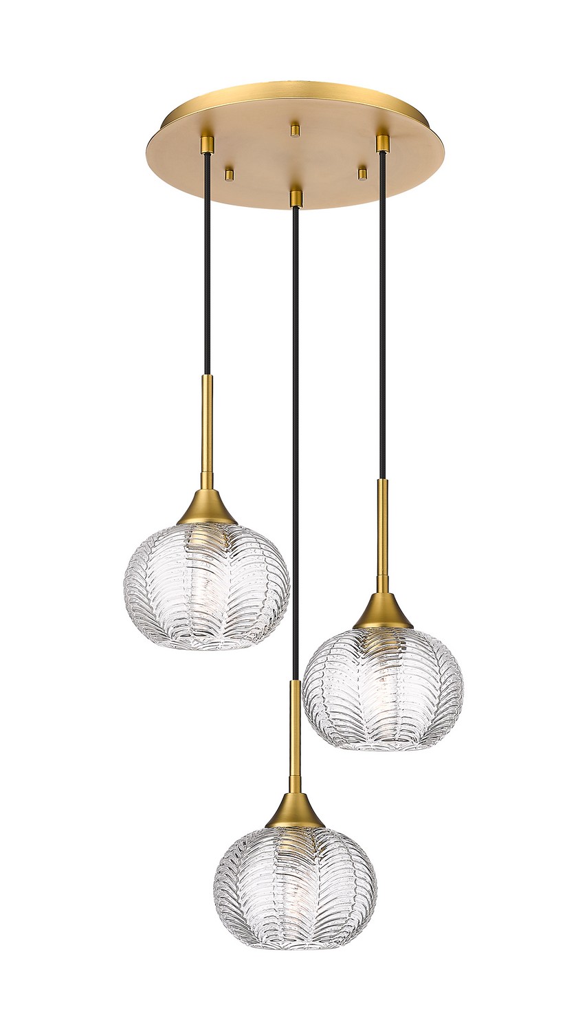 Three Light Pendant by Innovations - Downtown Urban Collection, Brushed Brass Finish - 323-3P-BB-G323-7CL