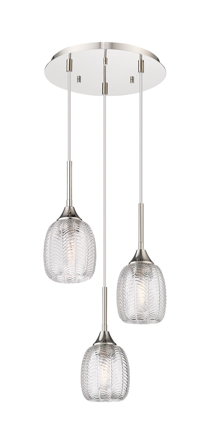Three Light Pendant by Innovations - Downtown Urban Collection, Polished Nickel Finish - 323-3P-PN-G323-5CL