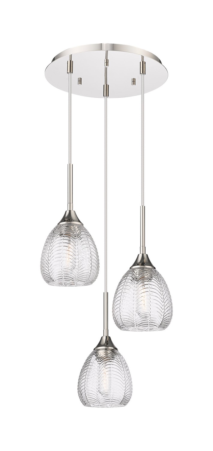 Three Light Pendant by Innovations - Downtown Urban Collection, Polished Nickel Finish - 323-3P-PN-G323-6CL