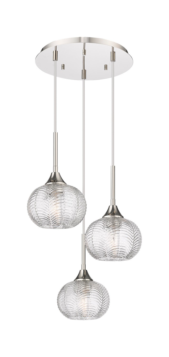 Three Light Pendant by Innovations - Downtown Urban Collection, Polished Nickel Finish - 323-3P-PN-G323-7CL