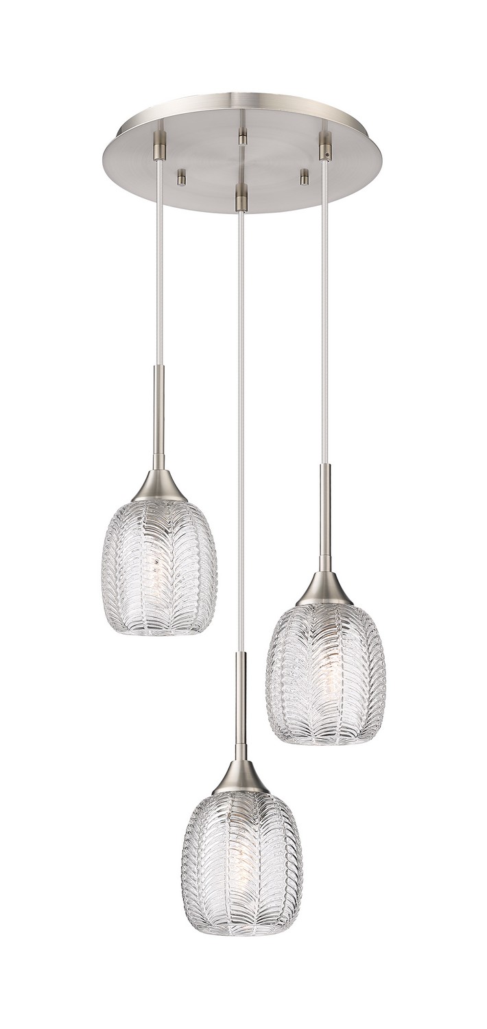 Three Light Pendant by Innovations - Downtown Urban Collection, Brushed Satin Nickel Finish - 323-3P-SN-G323-5CL