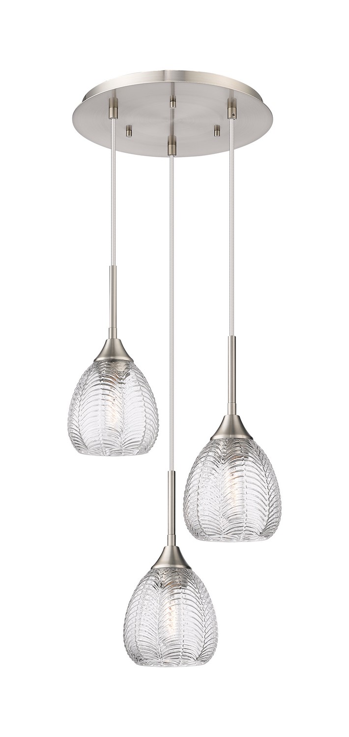 Three Light Pendant by Innovations - Downtown Urban Collection, Brushed Satin Nickel Finish - 323-3P-SN-G323-6CL