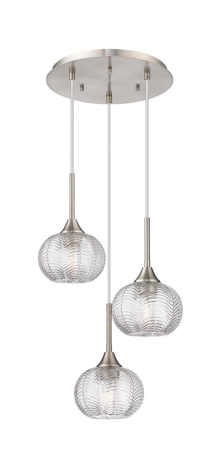 Three Light Pendant by Innovations - Downtown Urban Collection, Brushed Satin Nickel Finish - 323-3P-SN-G323-7CL