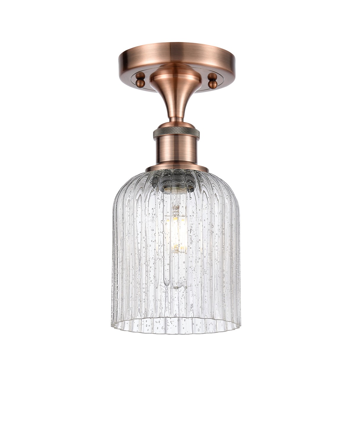 One Light Semi-Flush Mount by Innovations - Ballston Collection, Antique Copper Finish - 516-1C-AC-G559-5SDY