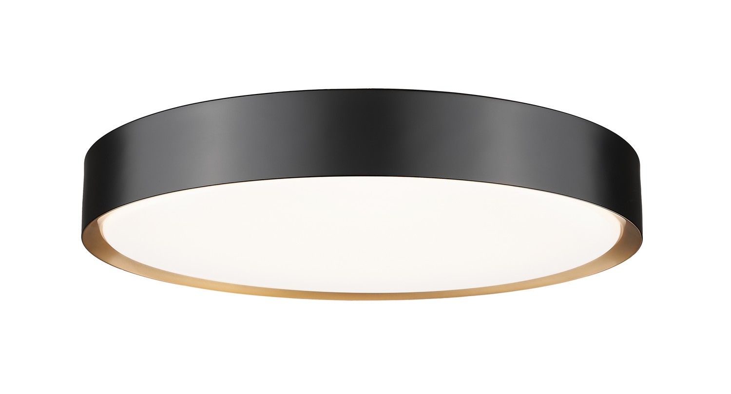 LED Flush Mount by Z-Lite - Kawan Collection, Matte Black + Modern Gold Finish - 1014F20-MB-MGLD-LED