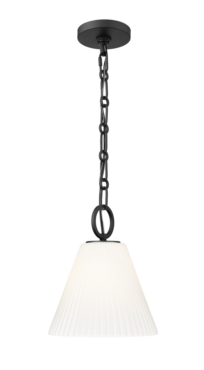One Light Pendant by Z-Lite - Alaric Collection, Matte Black Finish - 3042P10-MB