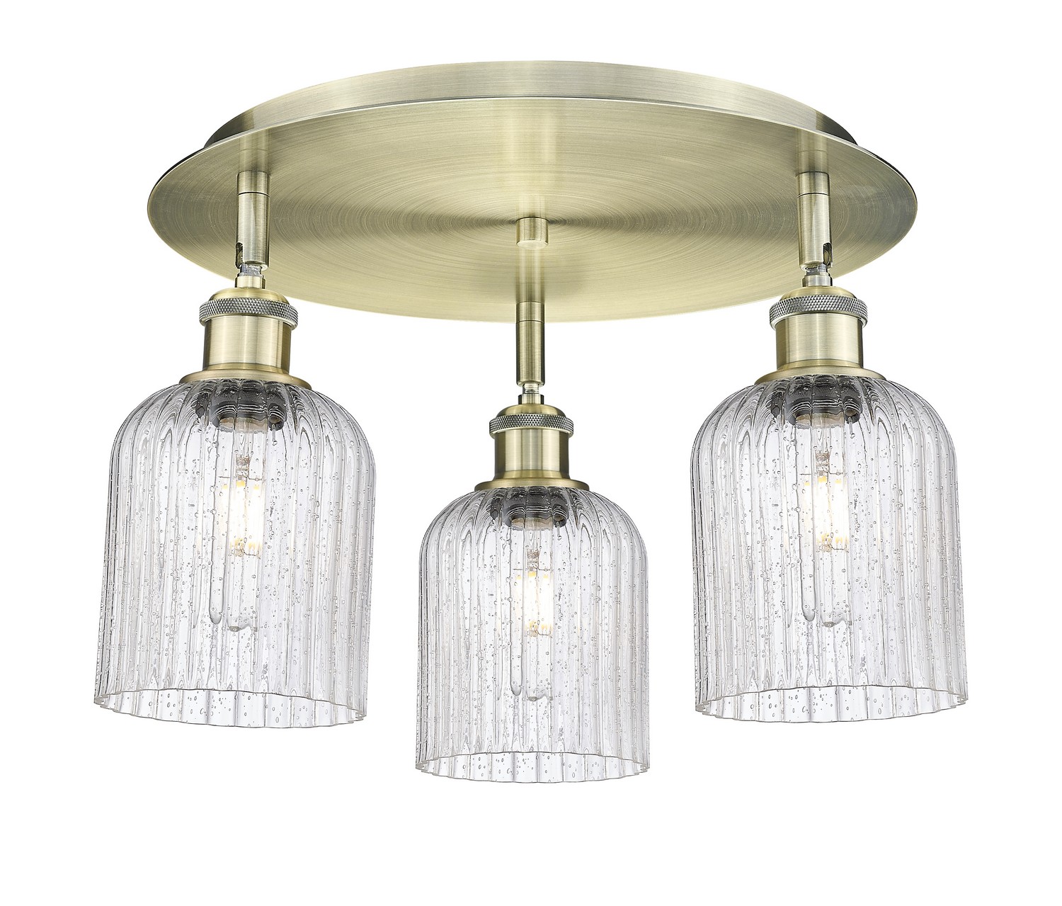 Three Light Semi-Flush Mount by Innovations - Ballston Collection, Antique Brass Finish - 516-3C-AB-G559-5SDY