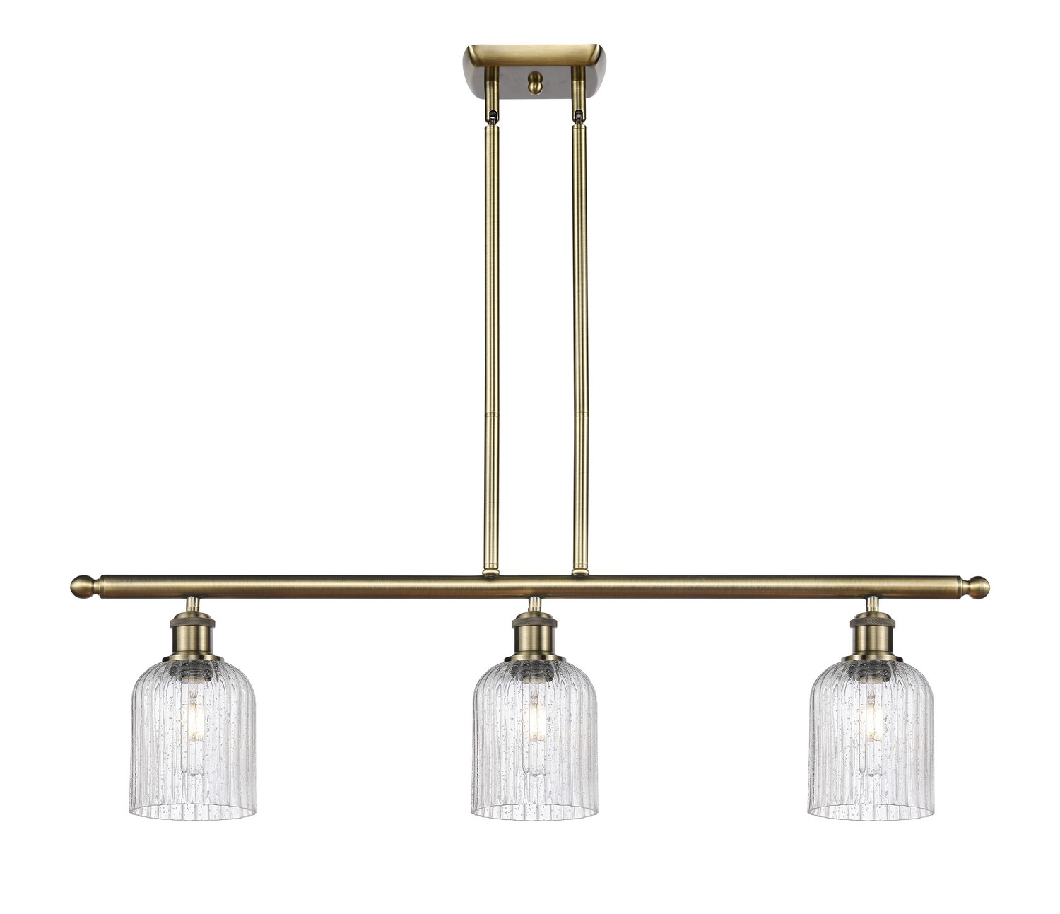 Three Light Island Pendant by Innovations - Ballston Collection, Antique Brass Finish - 516-3I-AB-G559-5SDY