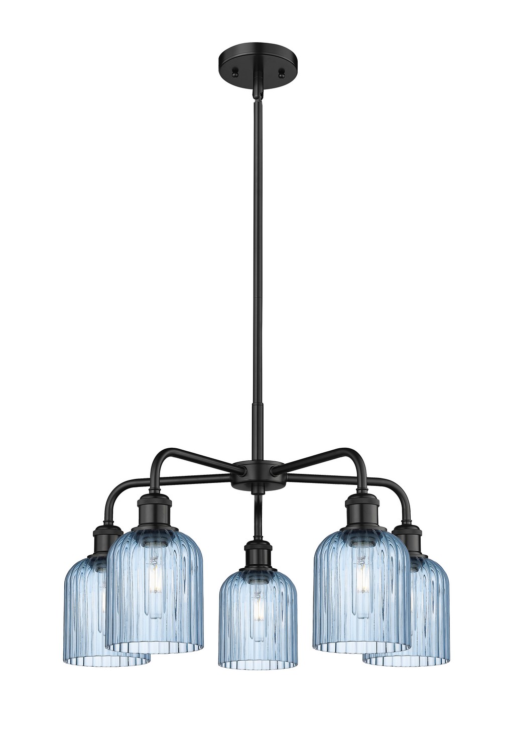 Five Light Chandelier by Innovations - Ballston Collection, Matte Black Finish - 516-5CR-BK-G559-5BL