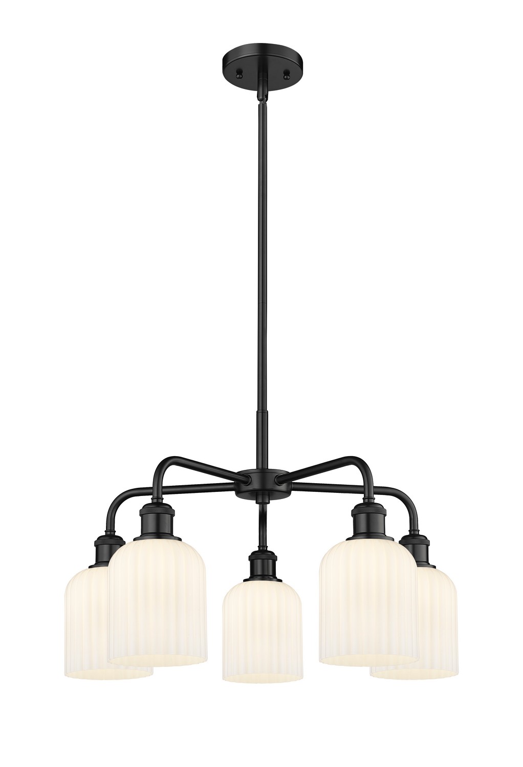 Five Light Chandelier by Innovations - Ballston Collection, Matte Black Finish - 516-5CR-BK-G559-5GWH