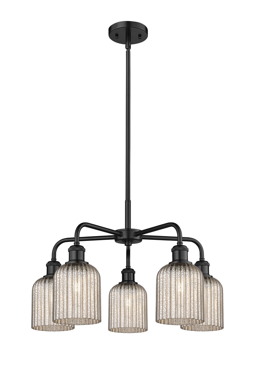 Five Light Chandelier by Innovations - Ballston Collection, Matte Black Finish - 516-5CR-BK-G559-5ME
