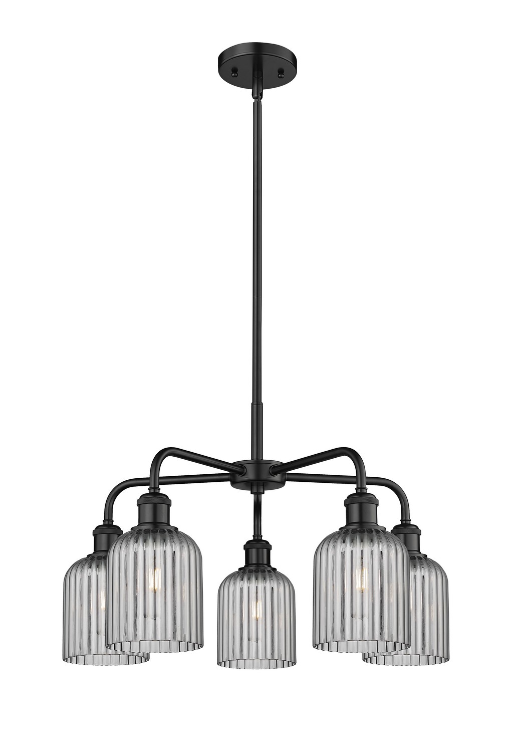 Five Light Chandelier by Innovations - Ballston Collection, Matte Black Finish - 516-5CR-BK-G559-5SM