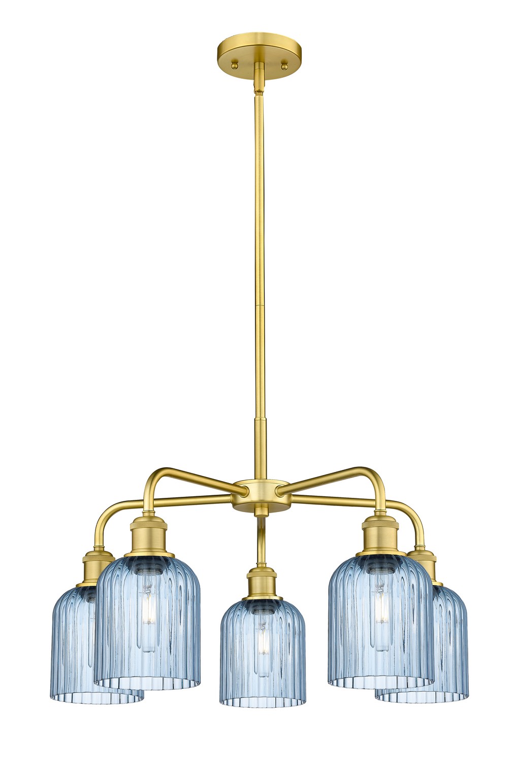 Five Light Chandelier by Innovations - Ballston Collection, Satin Gold Finish - 516-5CR-SG-G559-5BL