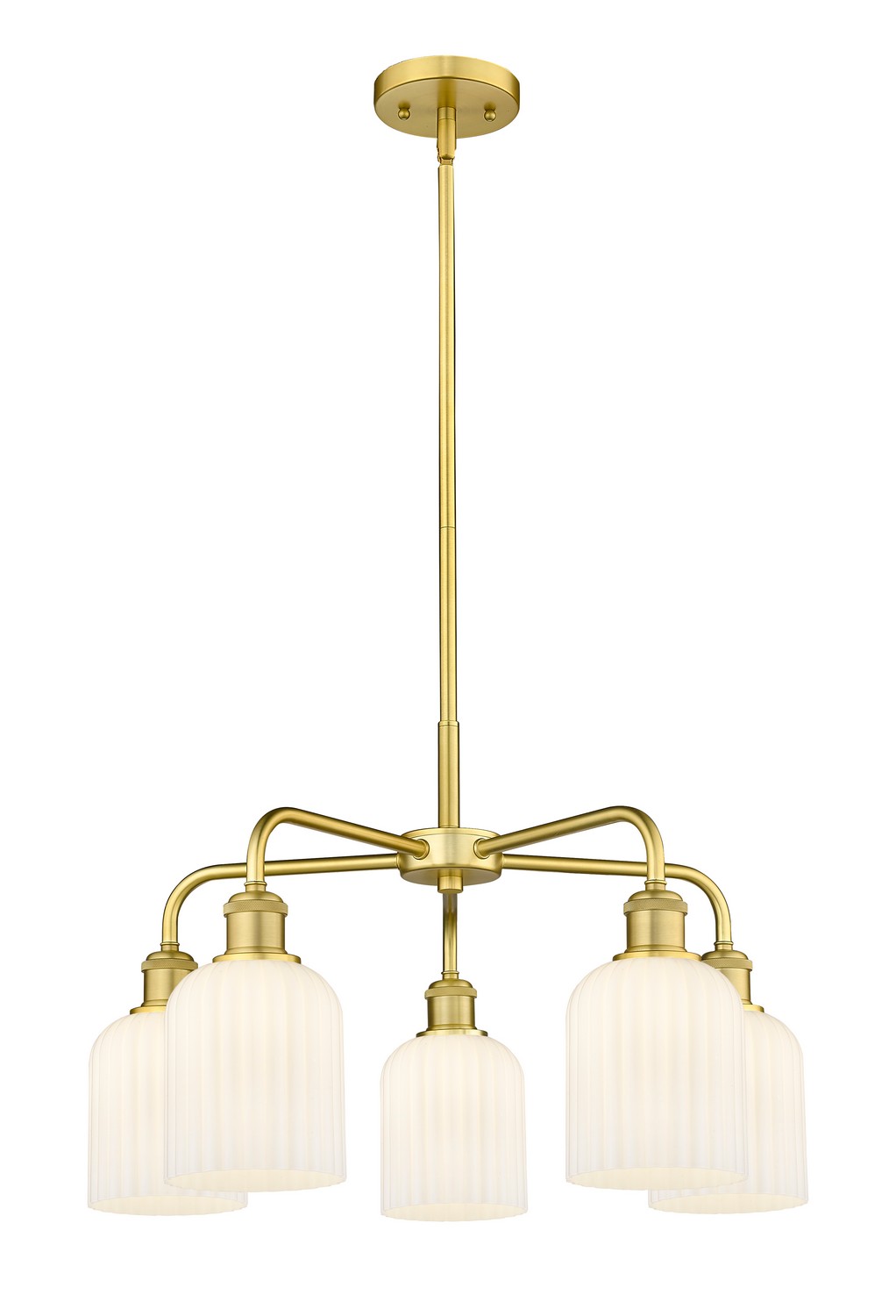 Five Light Chandelier by Innovations - Ballston Collection, Satin Gold Finish - 516-5CR-SG-G559-5GWH