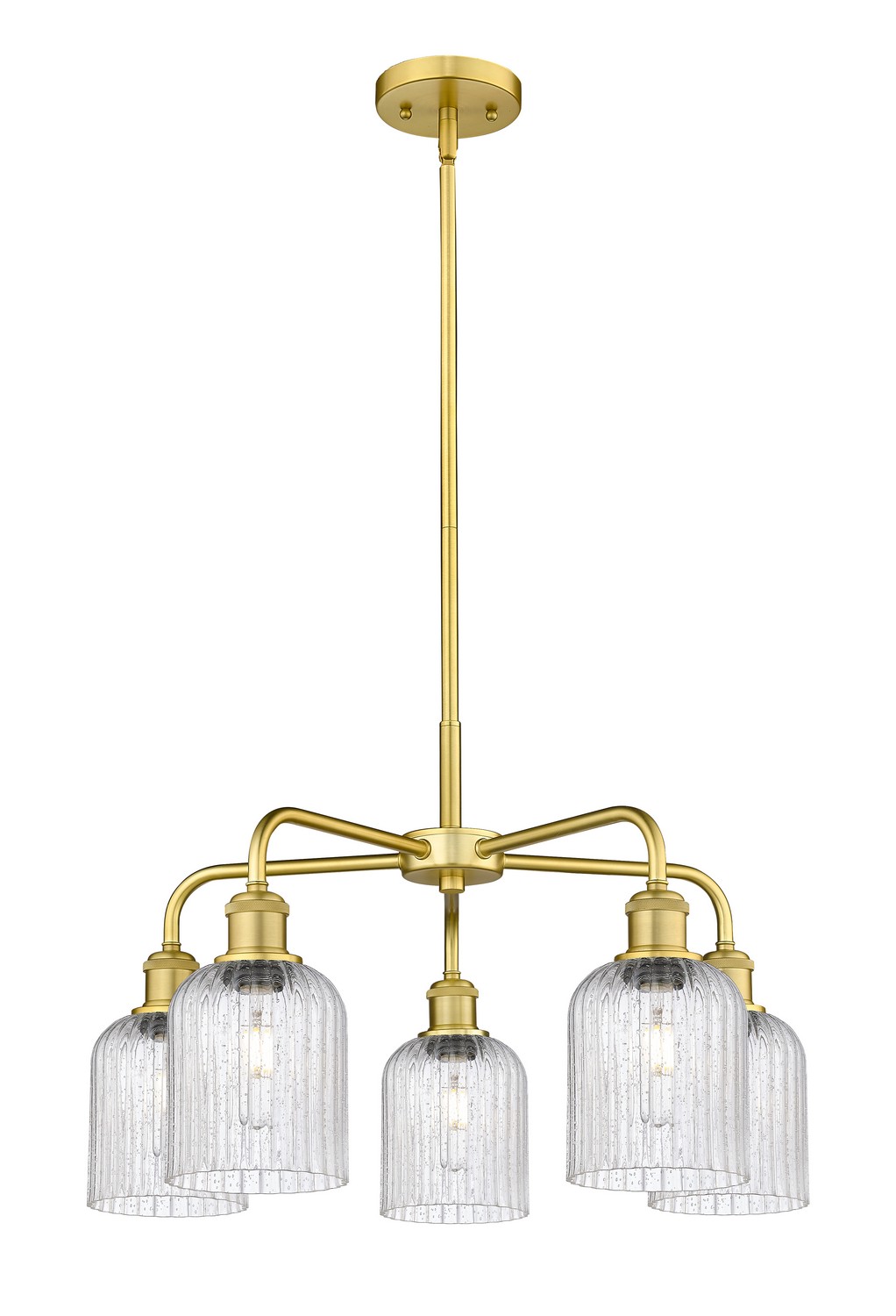 Five Light Chandelier by Innovations - Ballston Collection, Satin Gold Finish - 516-5CR-SG-G559-5SDY