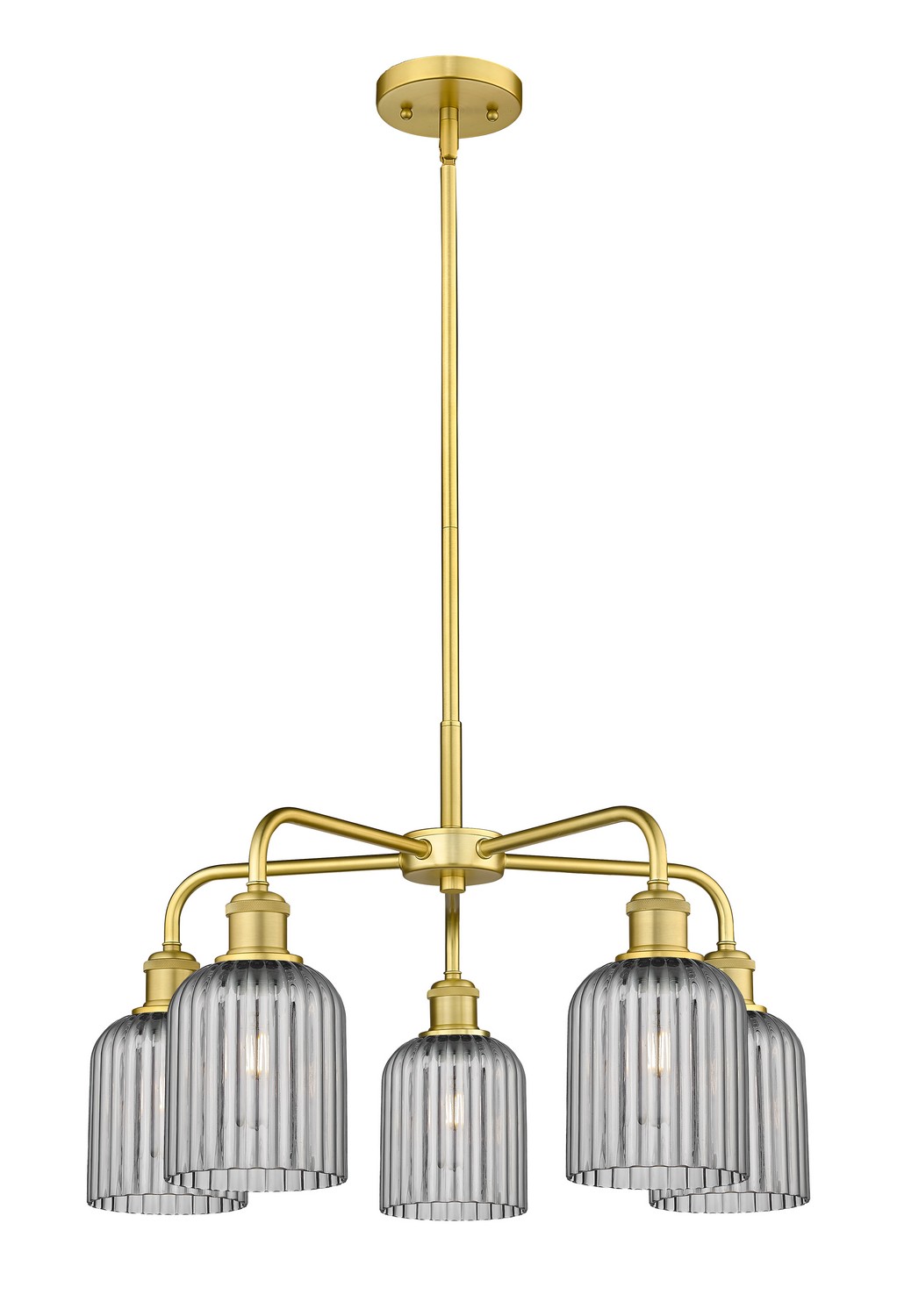 Five Light Chandelier by Innovations - Ballston Collection, Satin Gold Finish - 516-5CR-SG-G559-5SM