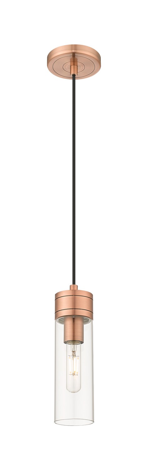 One Light Mini Pendant by Innovations - Downtown Urban Collection, Antique Copper Finish - 617-1P-AC-G617-8CL