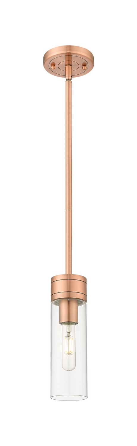 One Light Mini Pendant by Innovations - Downtown Urban Collection, Antique Copper Finish - 617-1S-AC-G617-8CL
