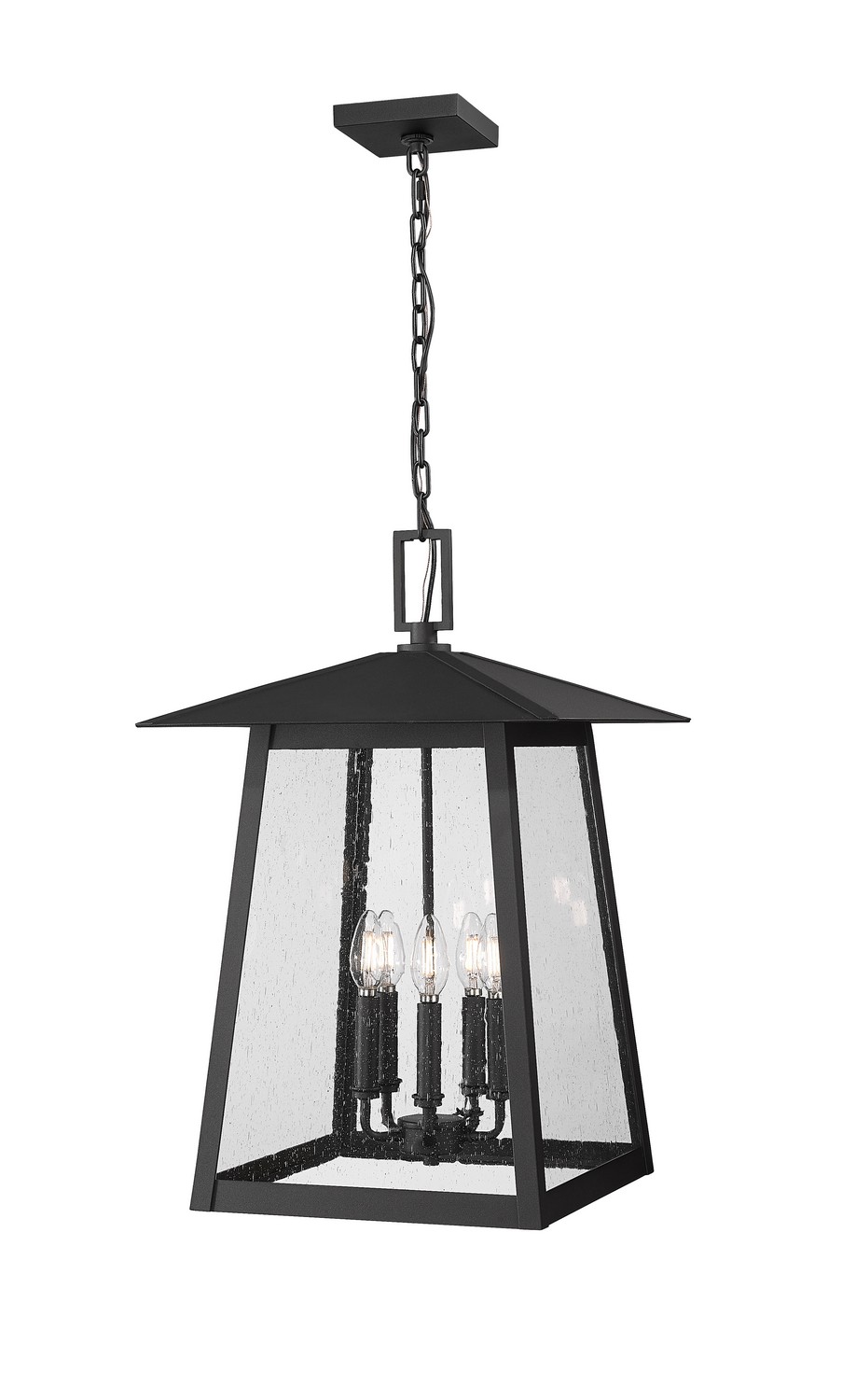Five Light Outdoor Chain Mount Ceiling Fixture by Z-Lite - Rainer Collection, Black Finish - 5015CHXL-BK