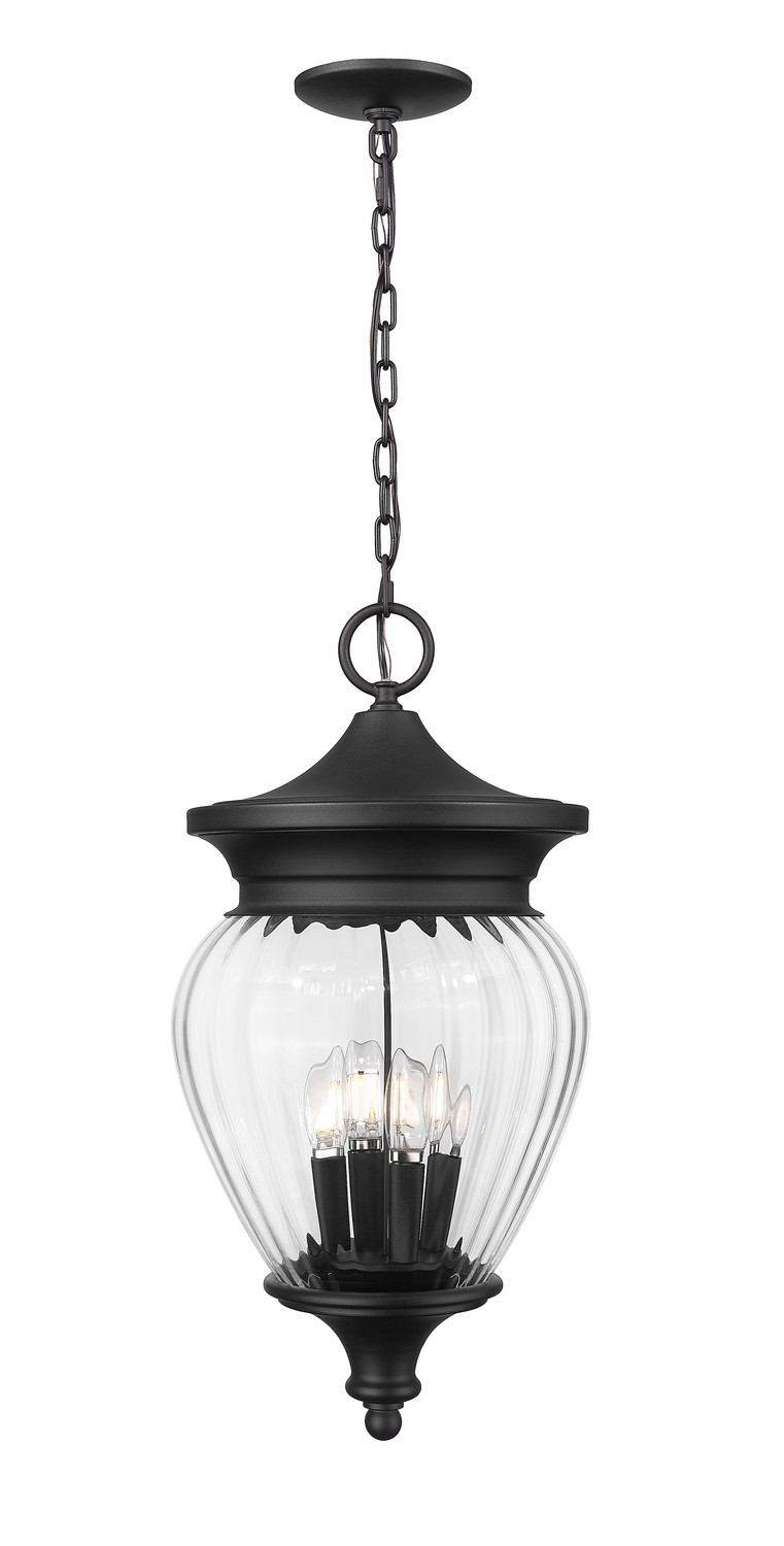 Four Light Outdoor Chain Mount Ceiling Fixture by Z-Lite - Davina Collection, Black Finish - 5016CHB-BK