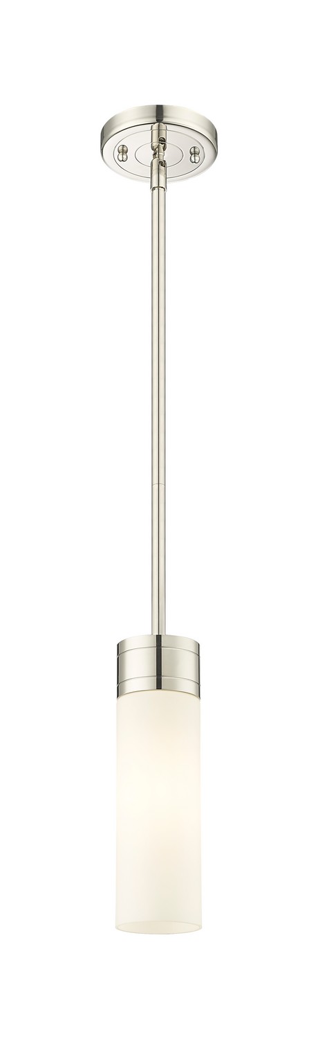 One Light Mini Pendant by Innovations - Downtown Urban Collection, Polished Nickel Finish - 617-1S-PN-G617-8WH