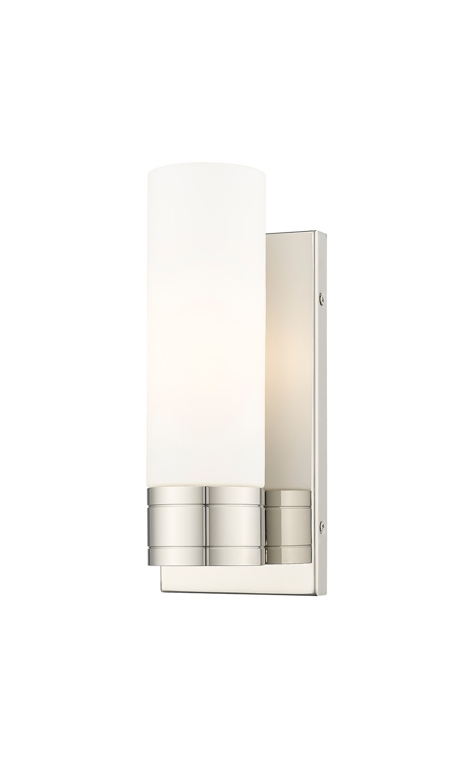 One Light Wall Sconce by Innovations - Downtown Urban Collection, Polished Nickel Finish - 617-1W-PN-G617-8WH