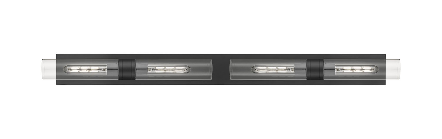 Four Light Bath Vanity by Innovations - Downtown Urban Collection, Matte Black Finish - 617L-4W-BK-G617-11CL
