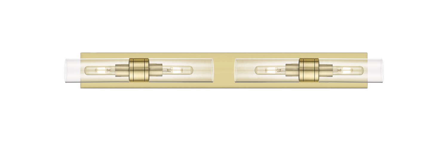 Four Light Bath Vanity by Innovations - Downtown Urban Collection, Antique Brass Finish - 617S-4W-AB-G617-8CL