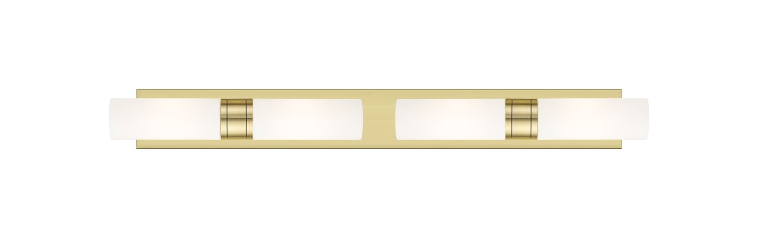 Four Light Bath Vanity by Innovations - Downtown Urban Collection, Antique Brass Finish - 617S-4W-AB-G617-8WH
