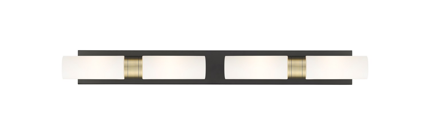 Four Light Bath Vanity by Innovations - Downtown Urban Collection, Black Antique Brass Finish - 617S-4W-BAB-G617-8WH