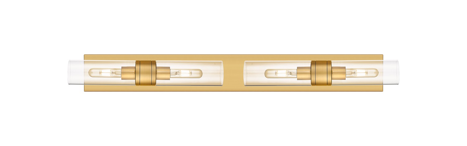 Four Light Bath Vanity by Innovations - Downtown Urban Collection, Brushed Brass Finish - 617S-4W-BB-G617-8CL