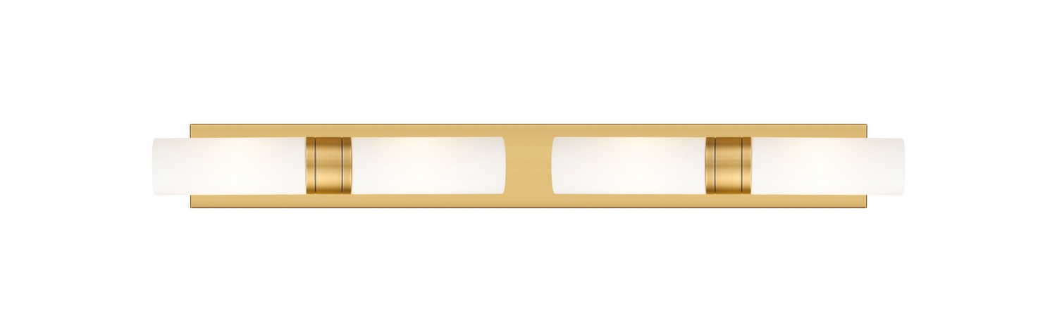 Four Light Bath Vanity by Innovations - Downtown Urban Collection, Brushed Brass Finish - 617S-4W-BB-G617-8WH