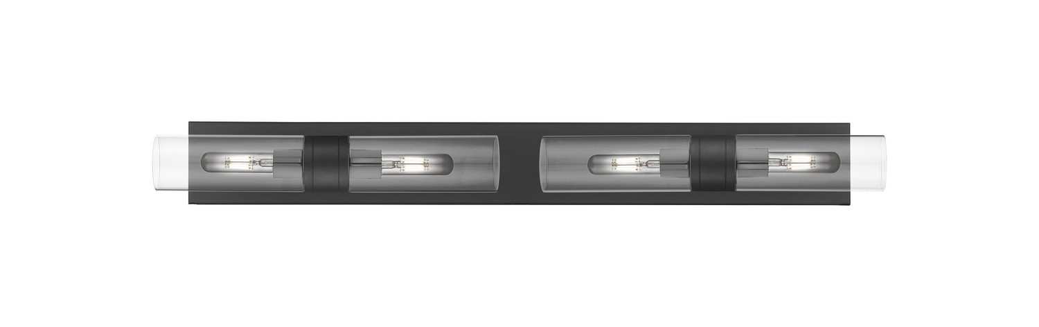 Four Light Bath Vanity by Innovations - Downtown Urban Collection, Matte Black Finish - 617S-4W-BK-G617-8CL